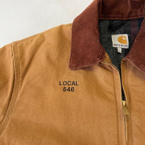 Carhartt Blanket Lined Detroit J001 Jacket Sz Large Shipyard Patch Union USA - Picture 6 of 16